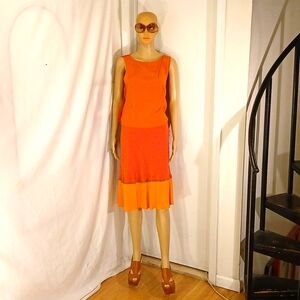🔥 Like New Etro Rust/Orange 2 PC Silk beaded Skirt/Top Set.